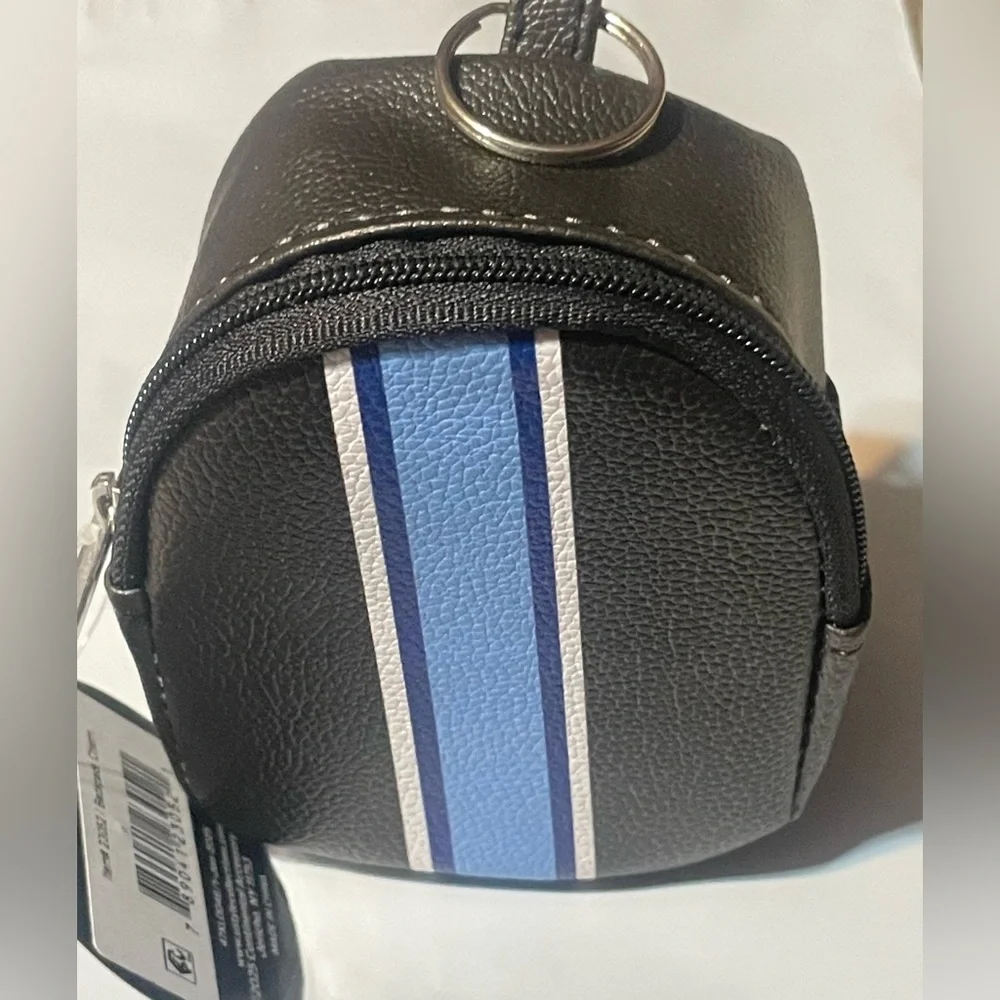 🔴‎ 3/$12 U Style Mini Backpack Keychain Black Blue Stripe Coin Pouch Bag NWT